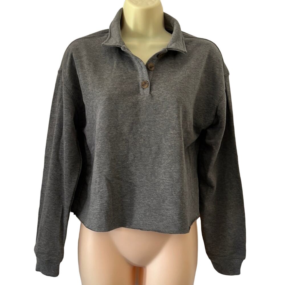 Wild Fable Gray Ling Sleeve Knit Cropped Top Juniors Size Small